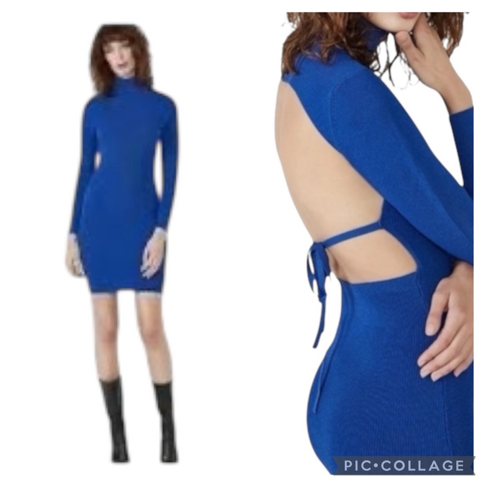 Elegant Blue Open-Back Dress